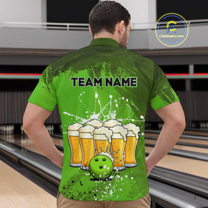 Beer Bowling Shirts Team Women Men Custom Green Bowling Jersey Bowl League MBL249