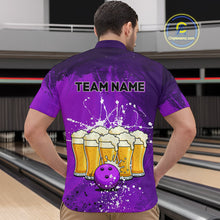 Load image into Gallery viewer, Beer Bowling Shirts Team Women Men Custom Purple Bowling Jersey Bowl League MBL249