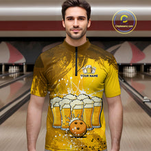 Load image into Gallery viewer, Beer Bowling Shirts Team Women Men Custom Yellow Bowling Jersey Bowl League MBL249