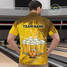 Load image into Gallery viewer, Beer Bowling Shirts Team Women Men Custom Yellow Bowling Jersey Bowl League MBL249