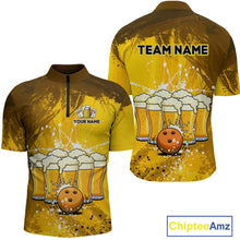 Load image into Gallery viewer, Beer Bowling Shirts Team Women Men Custom Yellow Bowling Jersey Bowl League MBL249