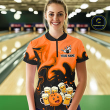 Load image into Gallery viewer, Funny Beer Bowling Shirts Orange for Women Men Bowling Polo&amp;1/4 Zip Bowling League MBL252