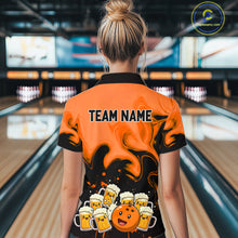 Load image into Gallery viewer, Funny Beer Bowling Shirts Orange for Women Men Bowling Polo&amp;1/4 Zip Bowling League MBL252