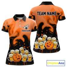 Load image into Gallery viewer, Funny Beer Bowling Shirts Orange for Women Men Bowling Polo&amp;1/4 Zip Bowling League MBL252