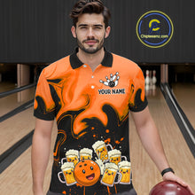 Load image into Gallery viewer, Funny Beer Bowling Shirts Orange for Women Men Bowling Polo&amp;1/4 Zip Bowling League MBL252