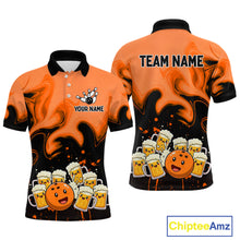 Load image into Gallery viewer, Funny Beer Bowling Shirts Orange for Women Men Bowling Polo&amp;1/4 Zip Bowling League MBL252