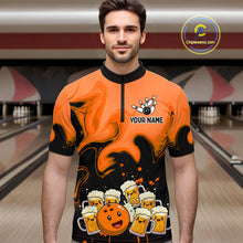 Load image into Gallery viewer, Funny Beer Bowling Shirts Orange for Women Men Bowling Polo&amp;1/4 Zip Bowling League MBL252