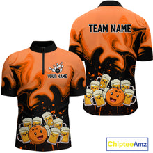 Load image into Gallery viewer, Funny Beer Bowling Shirts Orange for Women Men Bowling Polo&amp;1/4 Zip Bowling League MBL252