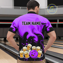 Load image into Gallery viewer, Funny Beer Bowling Shirts Purple for Women Men Bowling Polo&amp;1/4 Zip Bowling League MBL252