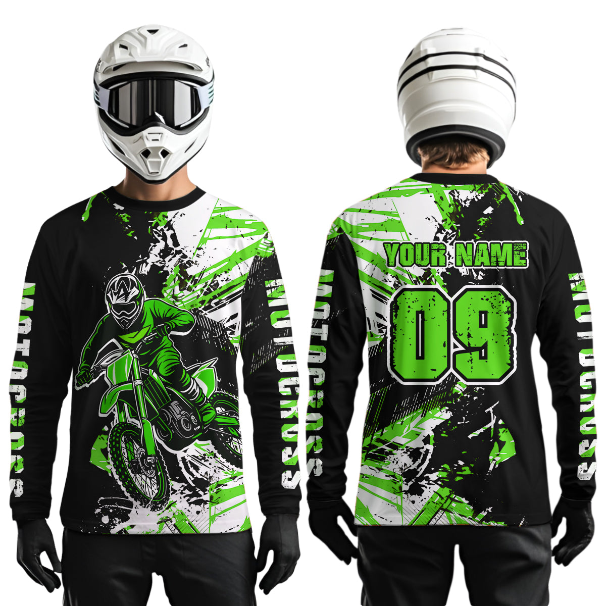 Green Motocross Jersey Kids Women Men Custom Dirt Bike Shirts Motorcycle Shirt XM495