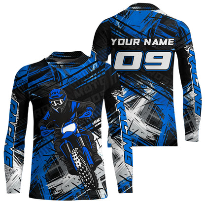 Blue Motocross Jersey for Men Kids Women Custom Dirt Bike Shirts Motorcycle Shirt XM496