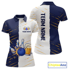 Load image into Gallery viewer, Beer Bowling Shirts Blue&amp;White Beer Bowling Jersey for Team Women Men Bowl League MBL259