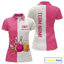 Load image into Gallery viewer, Beer Bowling Shirts Pink&amp;White Beer Bowling Jersey for Team Women Men Bowl League MBL259