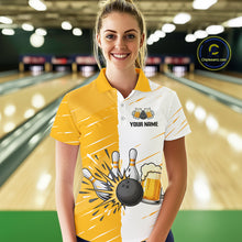 Load image into Gallery viewer, Beer Bowling Shirts Yellow&amp;White Beer Bowling Jersey for Team Women Men Bowl League MBL259