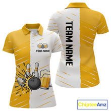 Load image into Gallery viewer, Beer Bowling Shirts Yellow&amp;White Beer Bowling Jersey for Team Women Men Bowl League MBL259