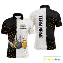 Load image into Gallery viewer, Beer Bowling Shirts Black&amp;White Beer Bowling Jersey for Team Women Men Bowl League MBL259