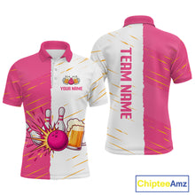 Load image into Gallery viewer, Beer Bowling Shirts Pink&amp;White Beer Bowling Jersey for Team Women Men Bowl League MBL259