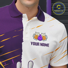 Load image into Gallery viewer, Beer Bowling Shirts Purple&amp;White Beer Bowling Jersey for Team Women Men Bowl League MBL259