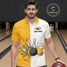 Load image into Gallery viewer, Beer Bowling Shirts Yellow&amp;White Beer Bowling Jersey for Team Women Men Bowl League MBL259
