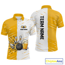 Load image into Gallery viewer, Beer Bowling Shirts Yellow&amp;White Beer Bowling Jersey for Team Women Men Bowl League MBL259