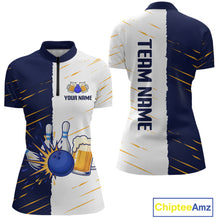 Load image into Gallery viewer, Beer Bowling Shirts Blue&amp;White Beer Bowling Jersey for Team Women Men Bowl League MBL259