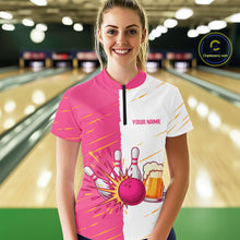 Load image into Gallery viewer, Beer Bowling Shirts Pink&amp;White Beer Bowling Jersey for Team Women Men Bowl League MBL259