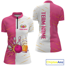 Load image into Gallery viewer, Beer Bowling Shirts Pink&amp;White Beer Bowling Jersey for Team Women Men Bowl League MBL259