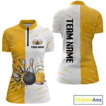 Load image into Gallery viewer, Beer Bowling Shirts Yellow&amp;White Beer Bowling Jersey for Team Women Men Bowl League MBL259
