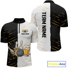 Load image into Gallery viewer, Beer Bowling Shirts Black&amp;White Beer Bowling Jersey for Team Women Men Bowl League MBL259