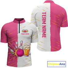 Load image into Gallery viewer, Beer Bowling Shirts Pink&amp;White Beer Bowling Jersey for Team Women Men Bowl League MBL259