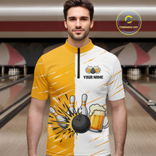 Load image into Gallery viewer, Beer Bowling Shirts Yellow&amp;White Beer Bowling Jersey for Team Women Men Bowl League MBL259