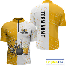 Load image into Gallery viewer, Beer Bowling Shirts Yellow&amp;White Beer Bowling Jersey for Team Women Men Bowl League MBL259