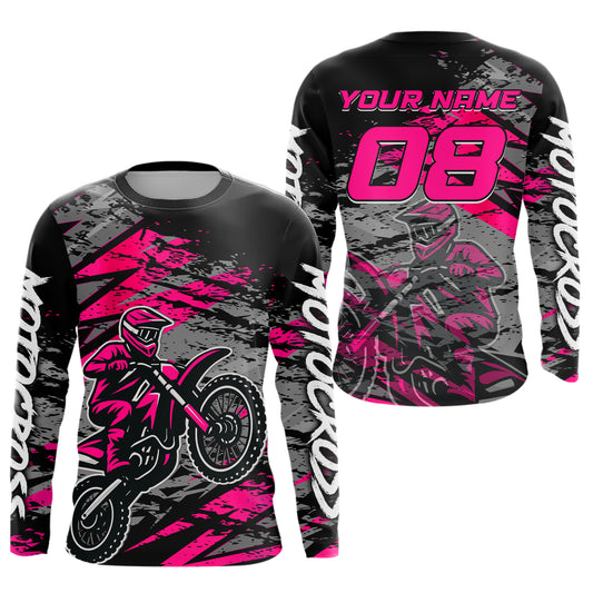 Pink Motocross Jersey Custom Dirt Bike Shirts Men Kid Women Racing Offroad Jersey XM415