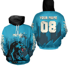 Load image into Gallery viewer, Blue Wolf Motocross Hoodie Custom for Adult Men Women Dirt Bike Racing Hoodie Shirt MH418