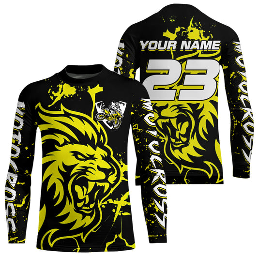 Yellow Lion Custom Motocross Racing Jersey Kid Women Men Dirt Bike Shirts Riding Shirt XM422