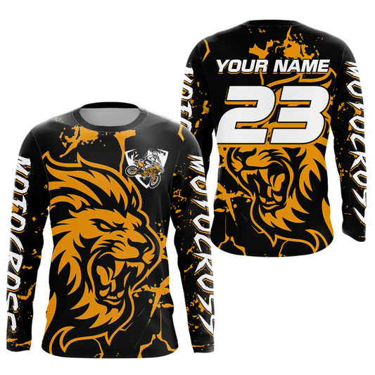Orange Lion Custom Motocross Racing Jersey Kid Women Men Dirt Bike Shirts Riding Shirt XM422