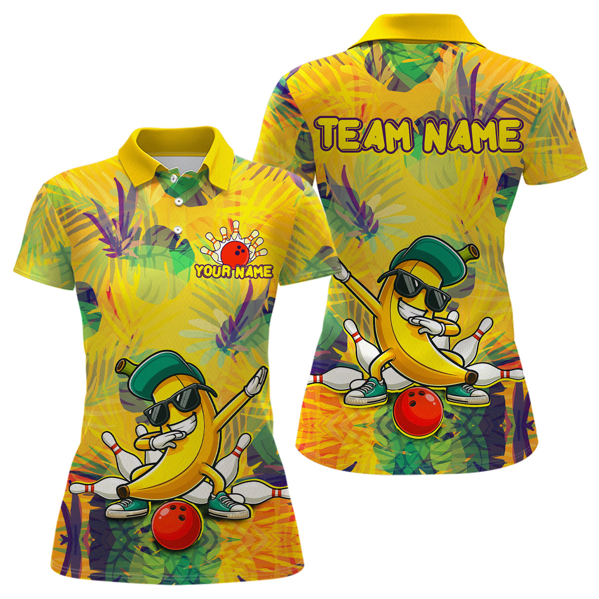 Funny Banana Bowling Shirts Team Men Women Bowling Jerseys Bowling Polo 1/4 Zip MBL213