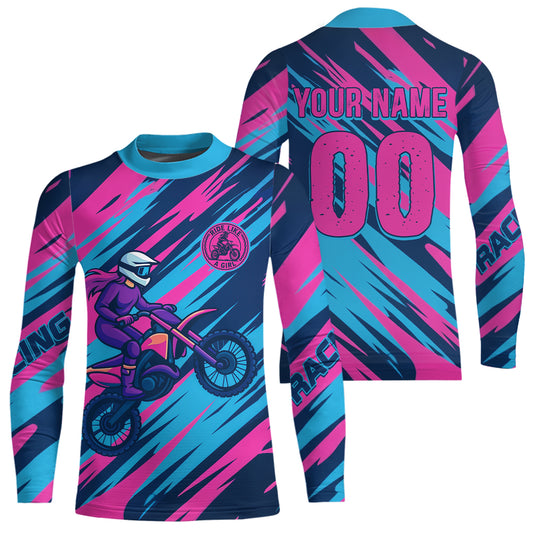 Pink and Blue Motocross Jersey Custom Men Women Kid Dirt Bike Shirts Riding Shirt XM439