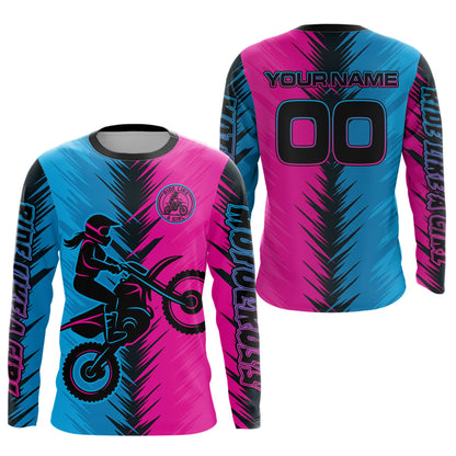Pink and Blue Custom Motocross Jersey Men Women Kid Dirt Bike Shirts Motorcycle Shirt XM440