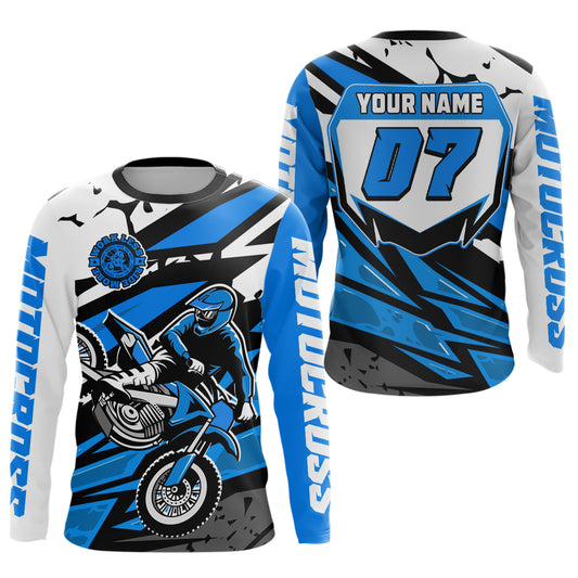 Blue Motocross Racing Jersey for Men Women Kid Custom Dirt Bike Shirts Riding Shirt XM446