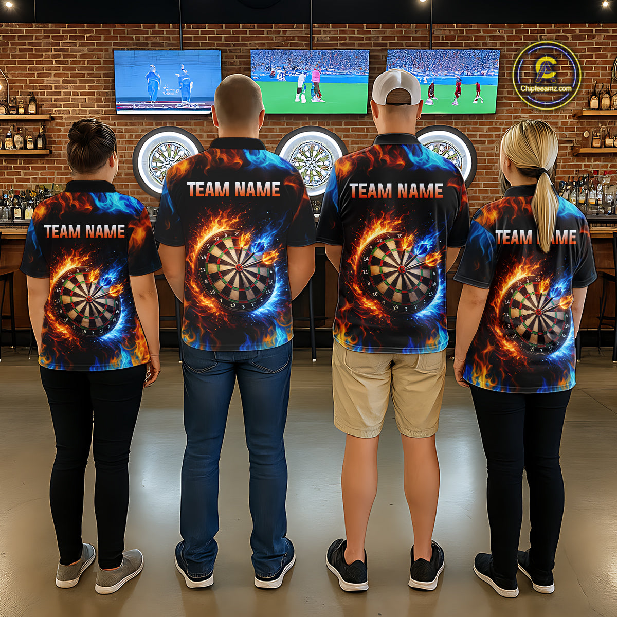 Custom Flame Darts Shirt for Men Darts Team Jerseys Dartboard Shirt Dart League NNT262