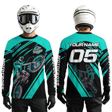 Load image into Gallery viewer, Turquoise Custom Motocross Jersey for Men Women Kid Dirt Bike Shirts Motorcycle Shirt XM456