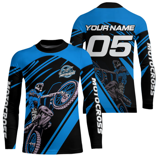 Blue Custom Motocross Jersey for Men Women Kid Dirt Bike Shirts Motorcycle Shirt XM456