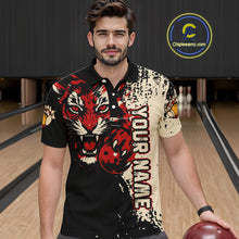 Load image into Gallery viewer, Black&amp;Red Tiger Bowling Shirts for Team Women Men Custom Bowling Polo &amp; 1/4 Zip Shirt MBL185