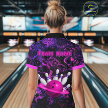Load image into Gallery viewer, Purple Custom Bowling Shirts for Women Men Team Bowling Jersey Polo &amp; 1/4 Zip Shirt MBL222