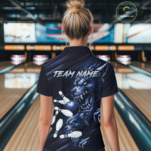 Load image into Gallery viewer, Wolf Bowling Shirts for Team Women Men Custom Blue Wolf Bowling Polo&amp;1/4 Zip MBL192