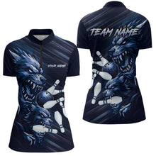 Load image into Gallery viewer, Wolf Bowling Shirts for Team Women Men Custom Blue Wolf Bowling Polo&amp;1/4 Zip MBL192