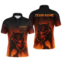 Load image into Gallery viewer, Flame Wolf Bowling Shirts for Team Women Men Custom Wolf Bowling Polo &amp; Quarter Zip MBL195