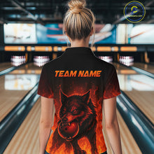 Load image into Gallery viewer, Flame Wolf Bowling Shirts for Team Women Men Custom Wolf Bowling Polo &amp; Quarter Zip MBL195
