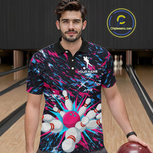 Load image into Gallery viewer, Pink and Purple Bowling Shirts for Team Women Men Bowling Polo and 1/4 Zip Shirt MBL229